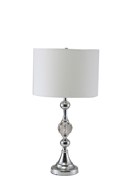 30" Silver Metal Bedside Table Lamp With White Classic Drum Shade (468548)