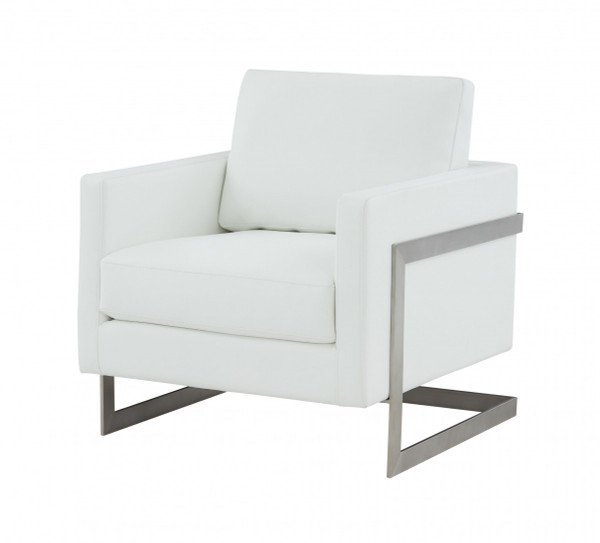 Stylish White And Black Faux Leather Accent Chair (473852)
