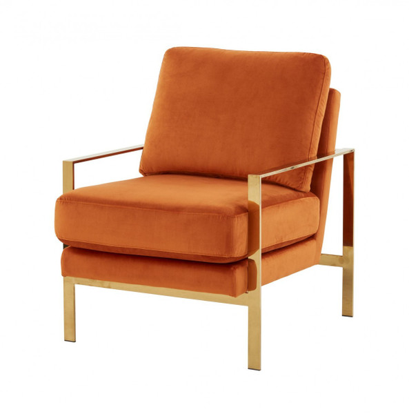 Stylish Orange And Gold Accent Chair (473854)