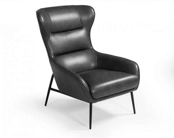 Industrial Dark Grey Leather And Metal Accent Chair (473855)