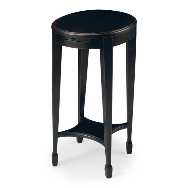 26" Rustic Black Manufactured Wood Oval End Table With Shelf (476464)