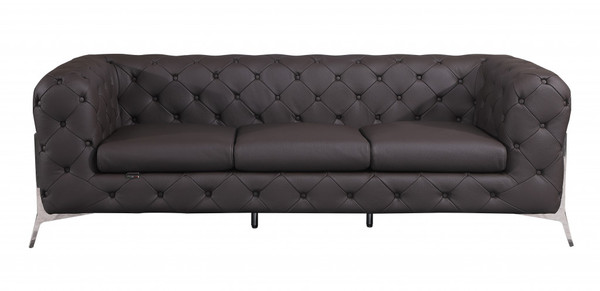 93" Brown Genuine Leather Standard Sofa (476527)