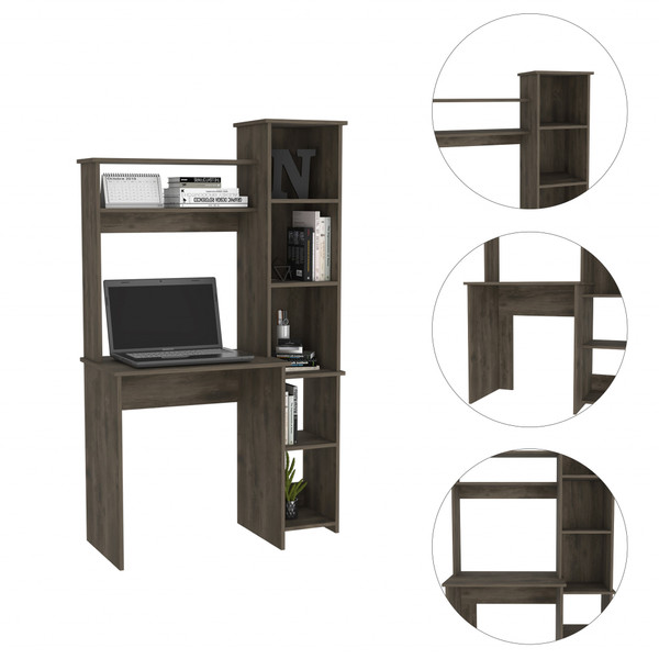 Modern Dark Brown Office Desk With Storage Cabinet (477843)