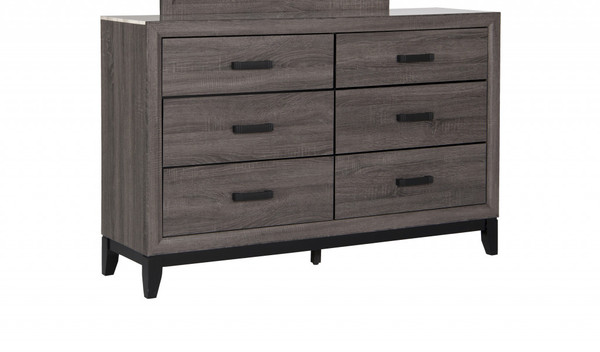 58" Grey Solid Wood Six Drawer Double Dresser (478653)