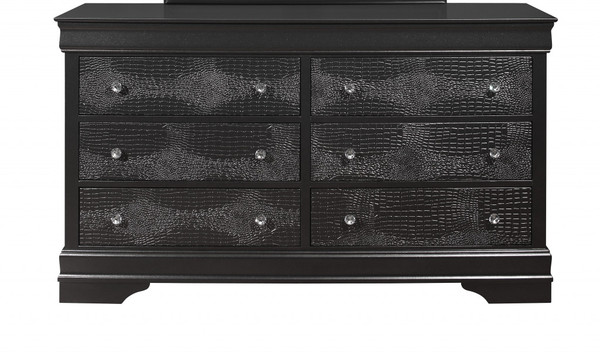 58" Metallic Grey Solid Wood Six Drawer Double Dresser (478660)