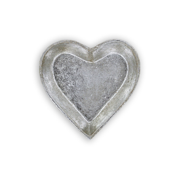 7" Silver Heart Metal Handmade Tray (483153)