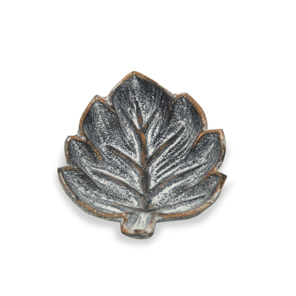 4" Brown Leaf Metal Handmade Tray (483160)