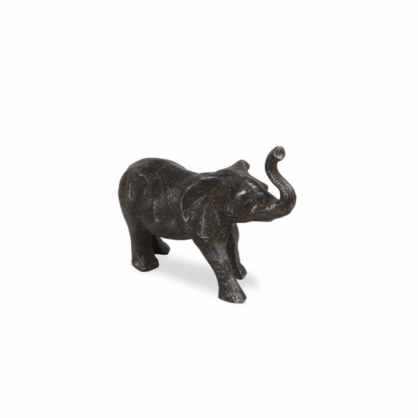 7" Gray Rustic Cast Iron Elephant Hand Painted Sculpture (483203)
