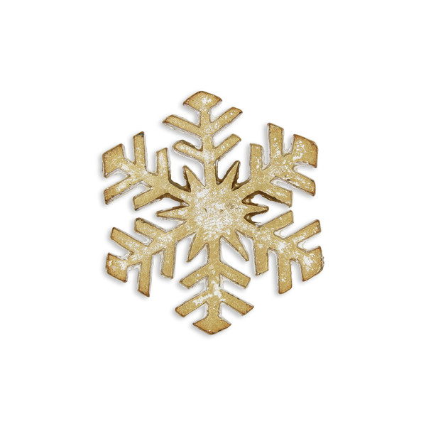 6" Gold Cast Iron Hand Painted Snowflake Sculpture (483242)
