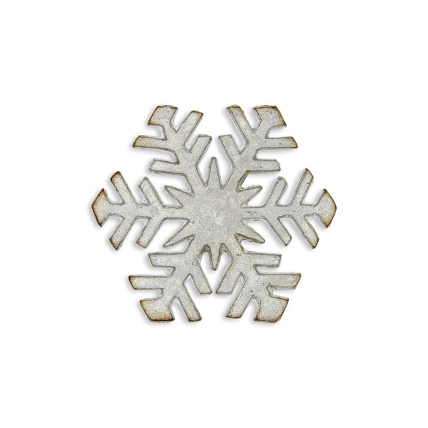 6" Silver Cast Iron Hand Painted Snowflake Sculpture (483243)