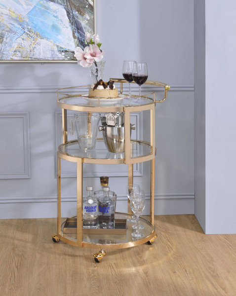22" X 21" X 34" Gold And Clear Glass Serving Cart (319137)