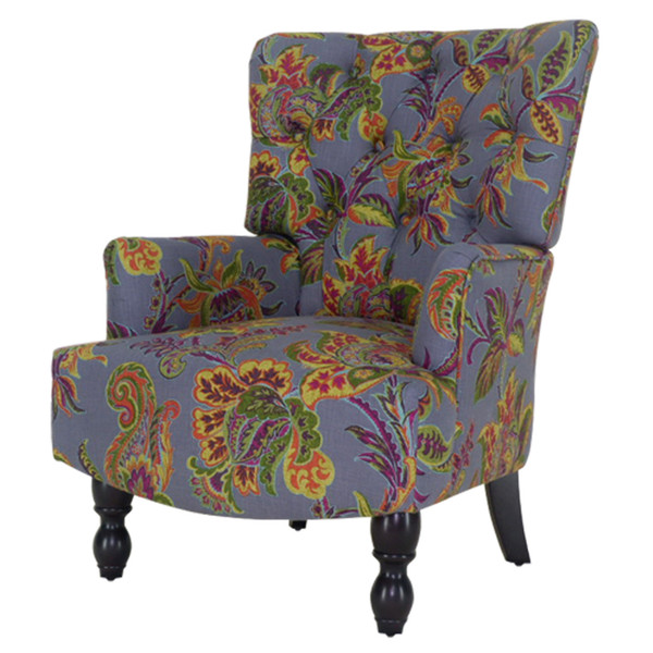 28" Grey Golden And Brown Polyester Blend Floral Arm Chair (483774)