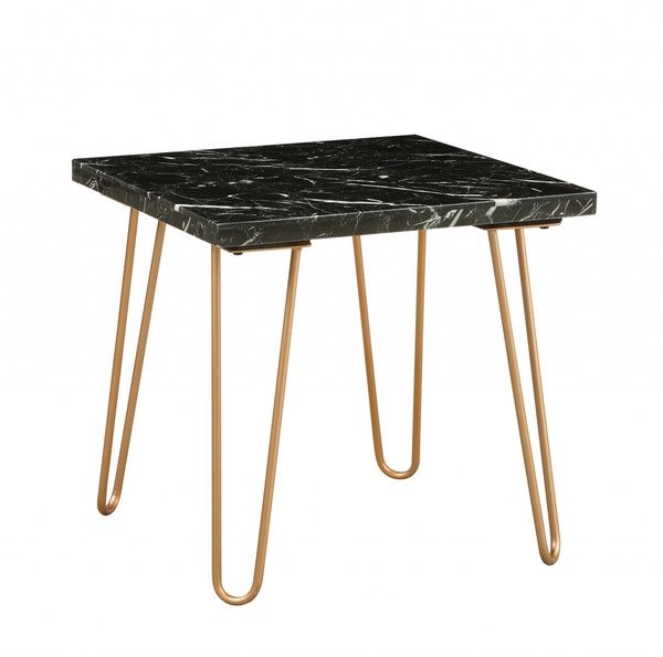 22" X 22" X 21" Marble And Gold End Table (319158)