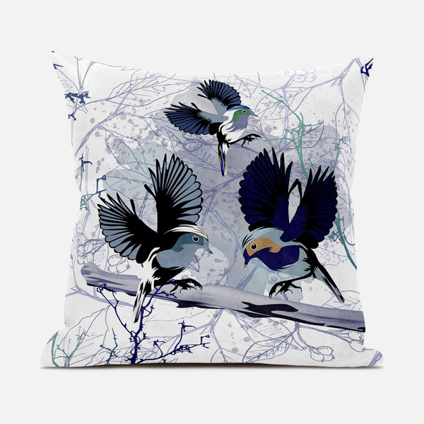 26X26 Black White Bird Blown Seam Broadcloth Animal Print Throw Pillow (485557)