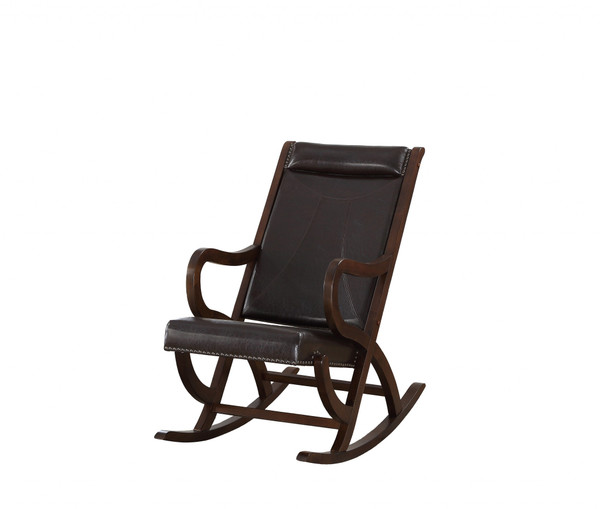 22" X 36" X 38" Espresso Pu Walnut Wood Upholstered (Seat) Rocking Chair (347304)