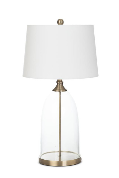 Set Of Two 30" Gold And Clear Glass Standard Table Lamps With White Shade (488350)