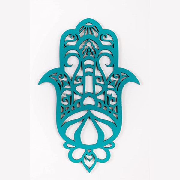 Turquoise Solid Wood Geometric Shapes Wall Decor (488413)