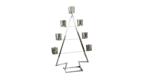 26" Stainless Steel Christmas Tree Tea Light Candle Holder (489070)