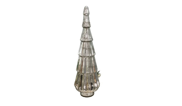 22" Silver Glass Christmas Tree Sculpture (489101)