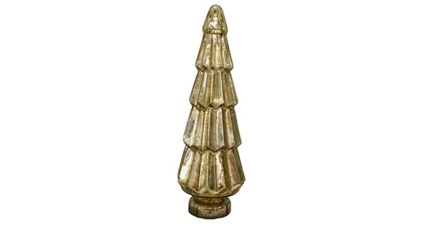 19" Gold Glass Christmas Tree Sculpture (489104)