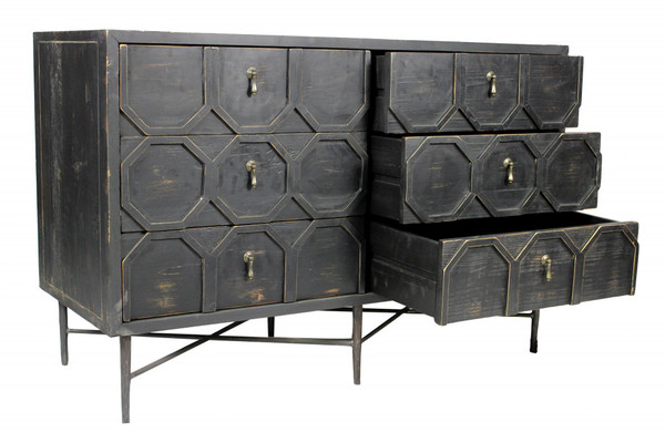 48" Dark Brown Solid Wood Six Drawer Double Dresser (489197)
