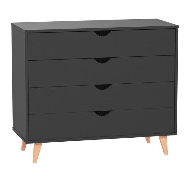 35" Black Solid Wood Four Drawer Standard Dresser (489234)