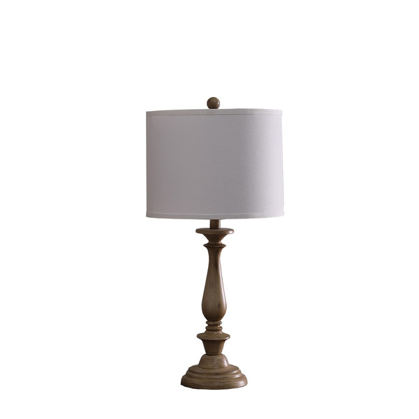 28" Rustic Taupe Cream Candlestick Table Lamp With White Shade (493309)