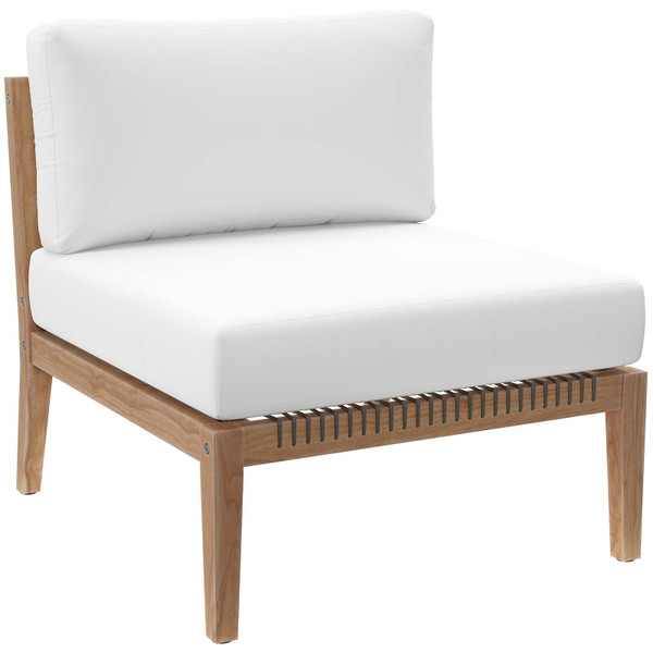 Clearwater Outdoor Patio Teak Wood Armless Chair - Gray White EEI-5856-GRY-WHI