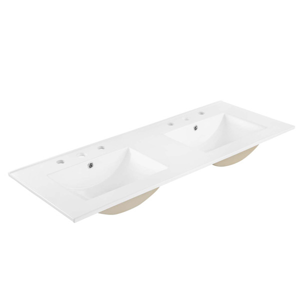 Cayman 48" Double Basin Bathroom Sink - White EEI-4376-WHI