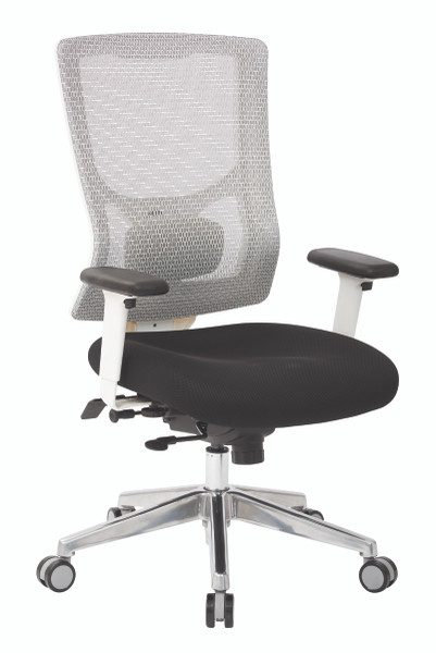 Progrid White Mesh Mid Back Chair - White/Black (95672-3M)