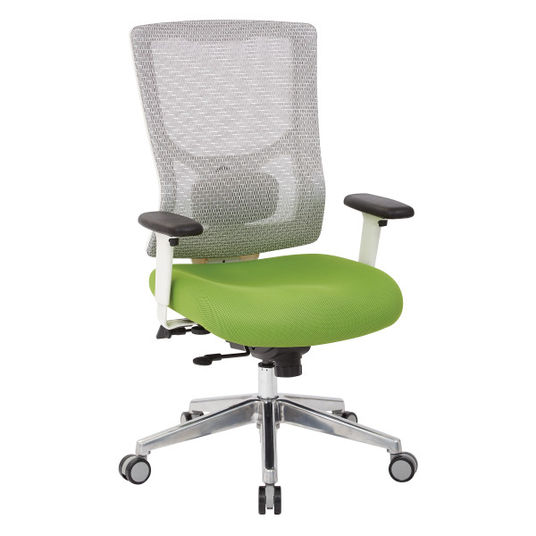 Progrid White Mesh Mid Back Chair - White/Green (95672-6)