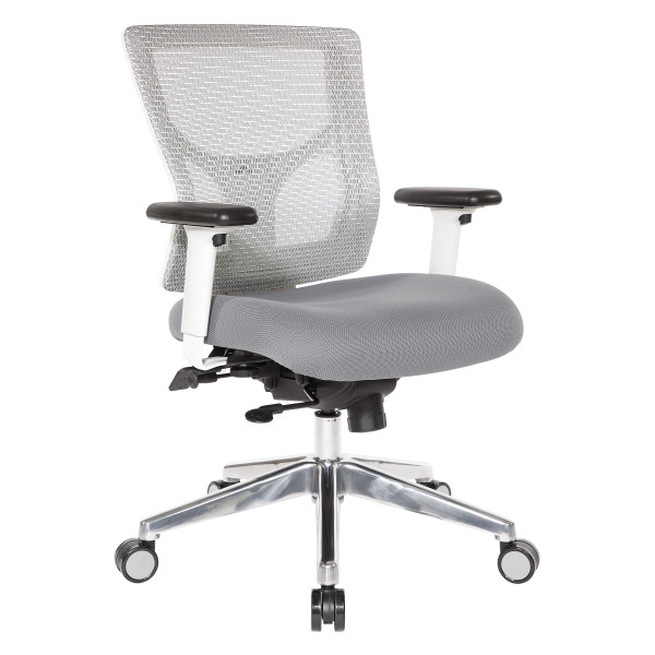 Progrid White Mesh Mid Back Chair - White/Steel (95673-5811)