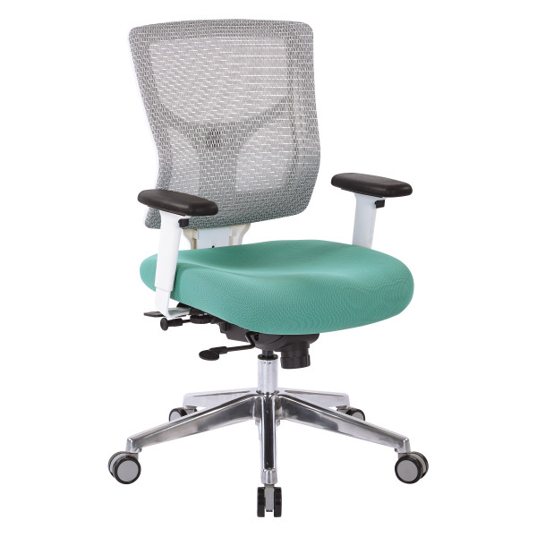 Progrid White Mesh Mid Back Chair - White/Jade (95673-5881)