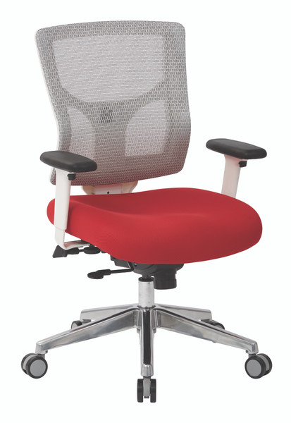 Progrid White Mesh Mid Back Chair - White/Red (95673-9)