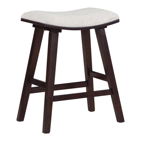 Coley 24" Saddle Stool - Linen / Dark Walnut (Pack Of 2) (CLY24DW-C72)