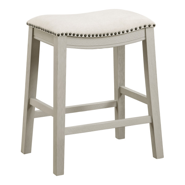 24" Saddle Stool - Linen / White Washed (Pack Of 2) (MET6224WW-L32)