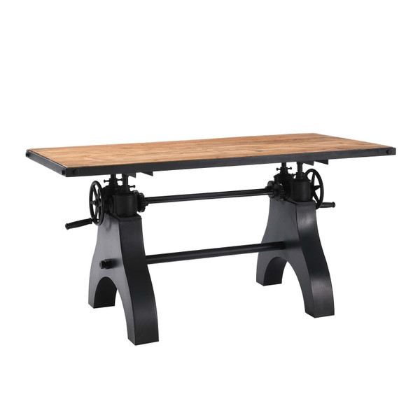 Genuine 60" Adjustable Height Dining Table And Computer Desk - Black Natural EEI-6148-BLK-NAT