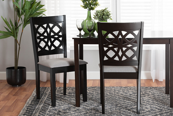 Abigail Modern Grey Fabric And Dark Brown Finished Wood 2-Piece Dining Chair Set RH391C-Grey/Dark Brown-DC-2PK