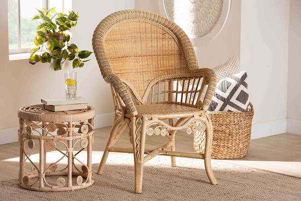 Bali & Pari Ratu Modern Bohemian Natural Brown Rattan Accent Chair Ratu-Rattan-AC