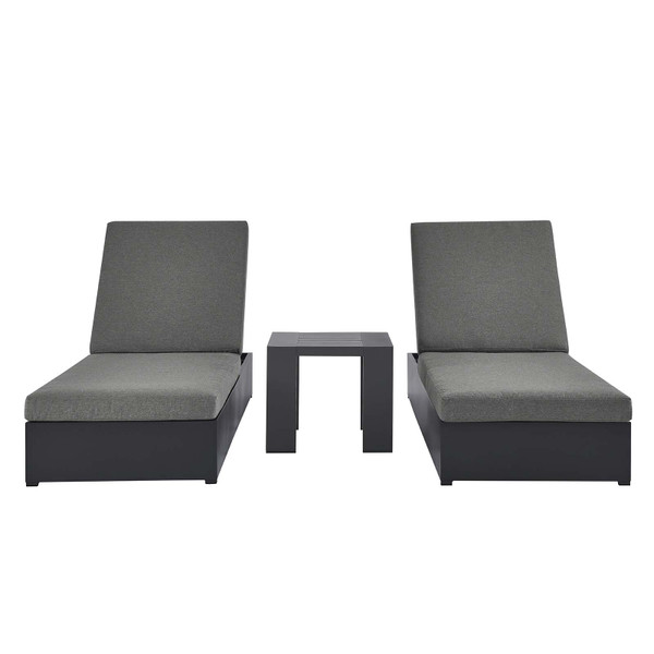 Tahoe Outdoor Patio Powder-Coated Aluminum 3-Piece Chaise Lounge Set - Gray Charcoal EEI-6673-GRY-CHA