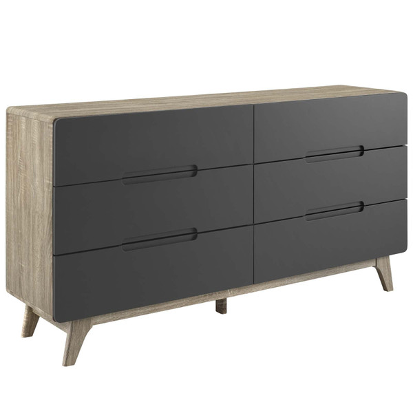 Origin Six Drawer Wood Dresser Or Display Stand MOD 6076 NAT GRY