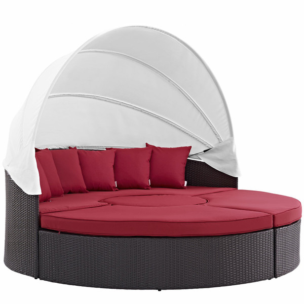 Quest Canopy Outdoor Patio Daybed EEI-983-EXP-RED-SET