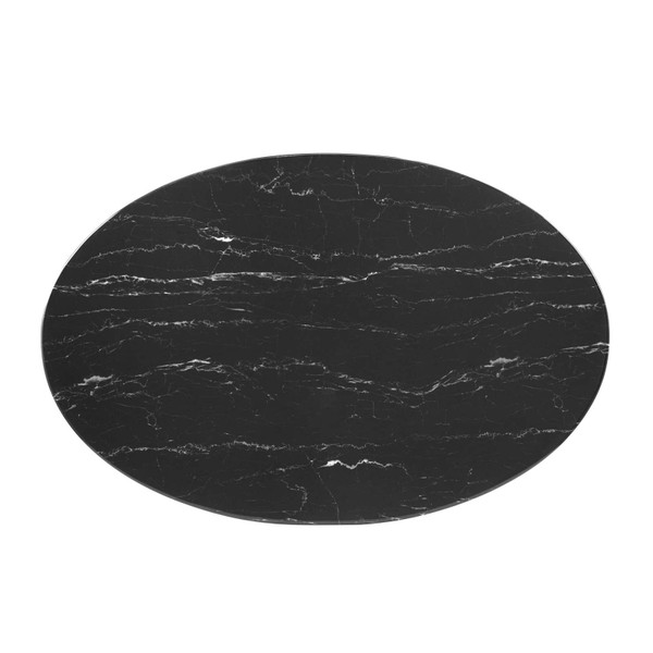 Lippa 42" Oval Artificial Marble Coffee Table EEI-5282-ROS-BLK