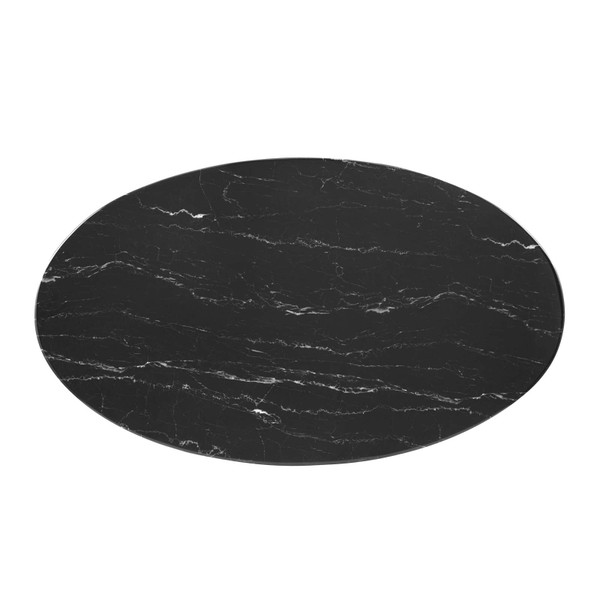 Lippa 48" Oval Artificial Marble Coffee Table EEI-5283-ROS-BLK