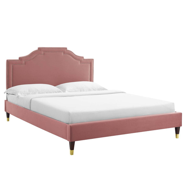 Adelaide Performance Velvet Queen Platform Bed - Dusty MOD-6581-DUS