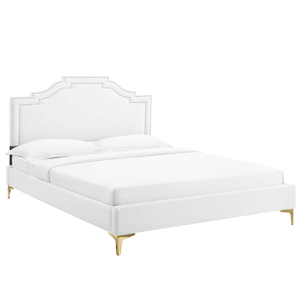 Adelaide Performance Velvet King Platform Bed - White MOD-6862-WHI