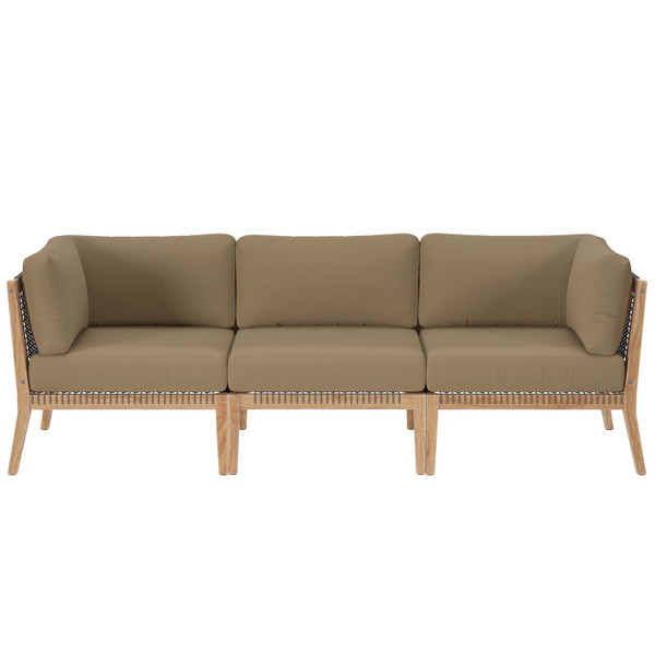 Clearwater Outdoor Patio Teak Wood Sofa - Gray Light Brown EEI-6120-GRY-LBR