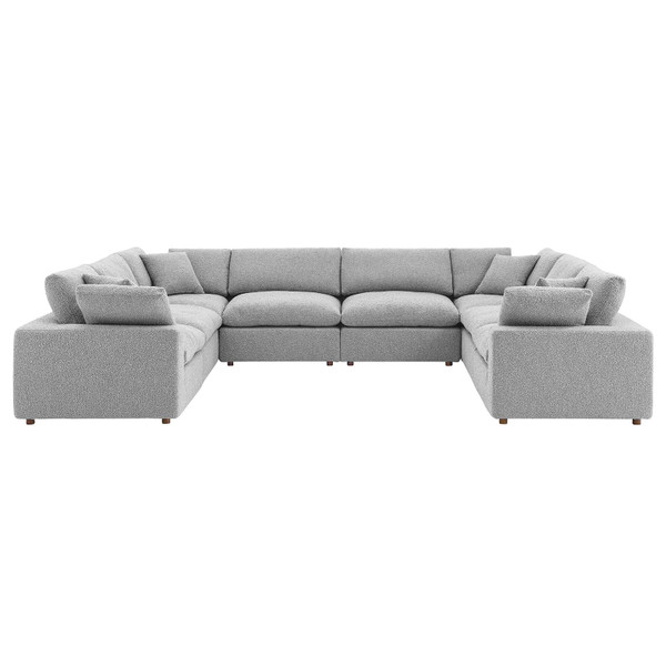 Commix Down Filled Overstuffed Boucle Fabric 8-Piece Sectional Sofa - Light Gray EEI-6371-LGR