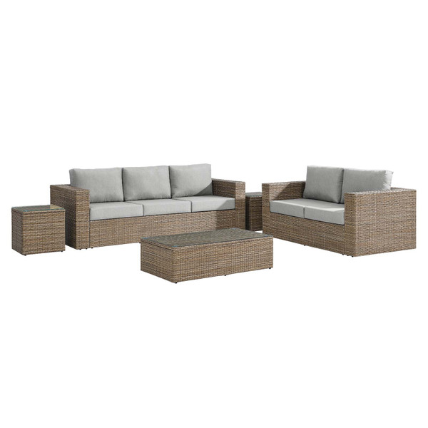 Convene Outdoor Patio Outdoor Patio 5-Piece Furniture Set - Cappuccino Gray EEI-6331-CAP-GRY