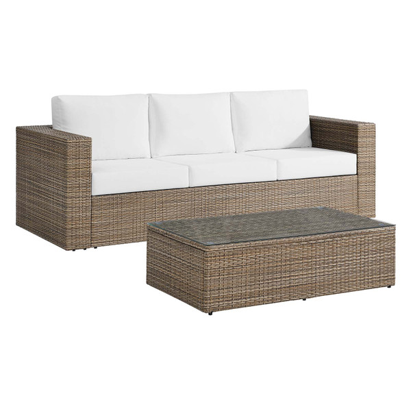 Convene Outdoor Patio Outdoor Patio 2-Piece Furniture Set - Cappuccino White EEI-6333-CAP-WHI